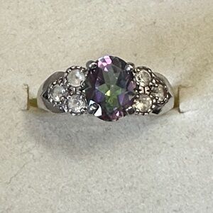 Mystic Topaz cz accents Sterling Silver Ring